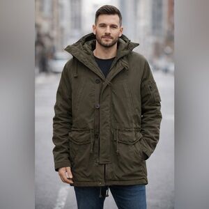 Vintage Abercrombie & Fitch Dark Olive Green Parka Jacket Rare Y2K Large